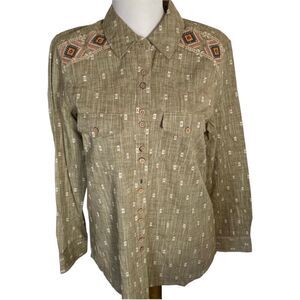 Western style olive white embroidered shoulders buttons 100 cotton brand new
